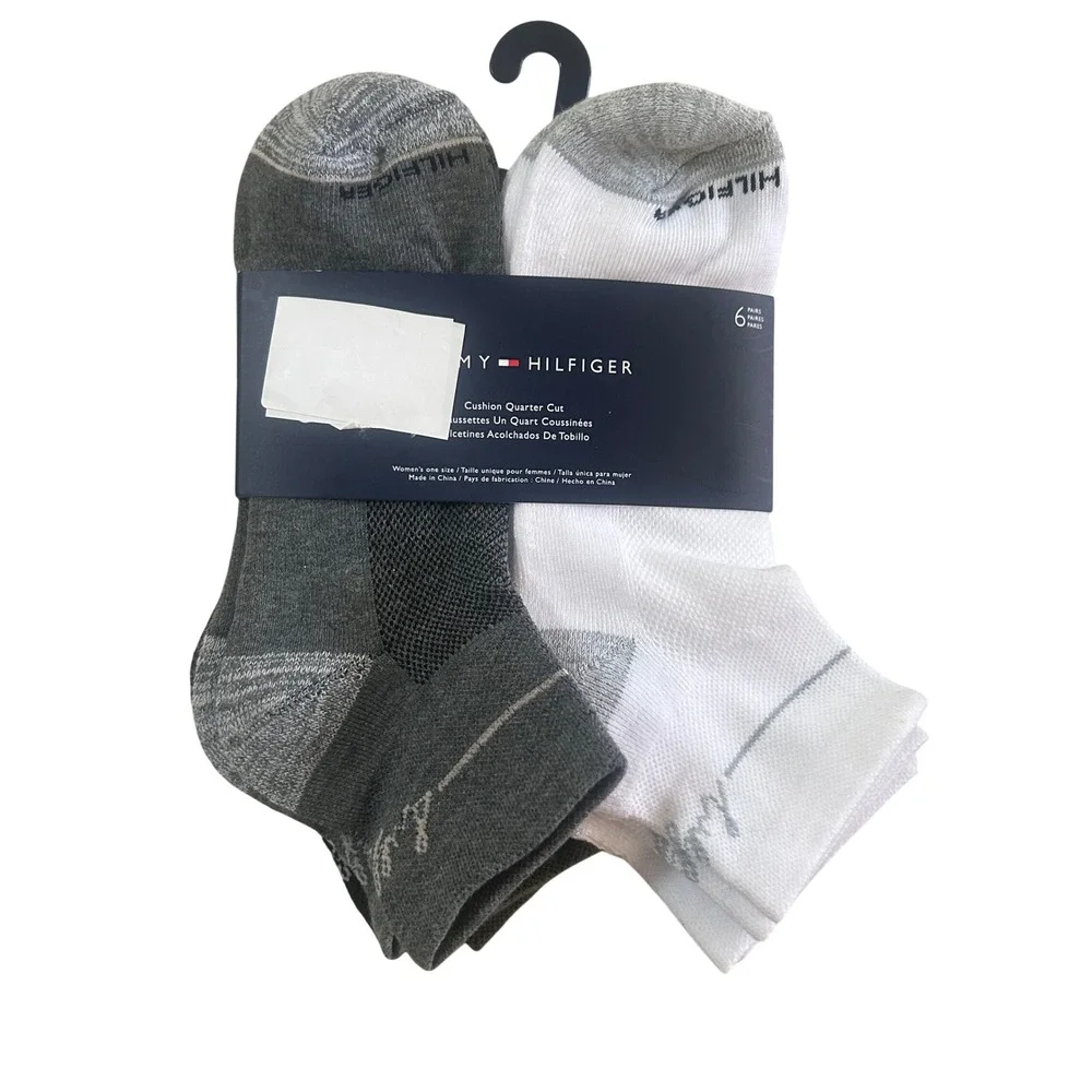 Tommy Hilfiger‎ Cushion Quarter Cut Womens One Size Multi New 6-Pack Socks